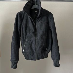 Express Bomber Grey Wool Jacket Size Medium